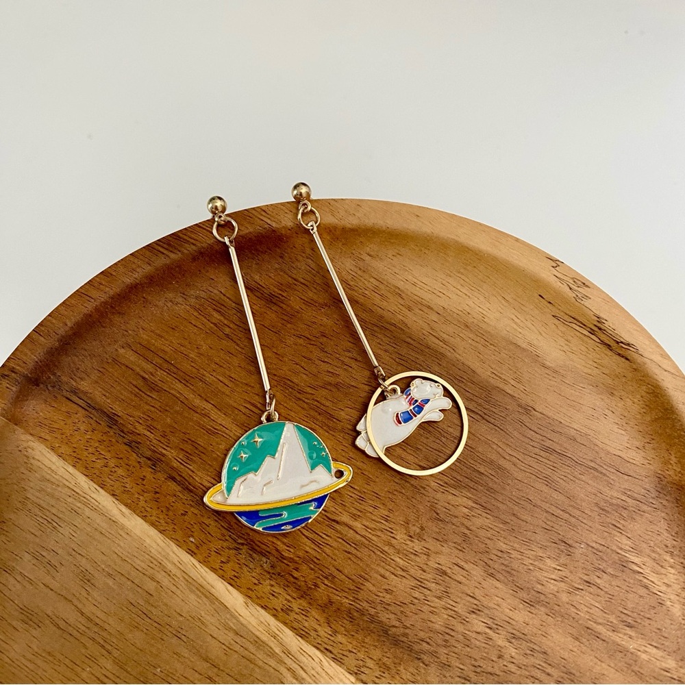 4/$15 Gold Mix Match Arctic Polar Bear Drop Earrings